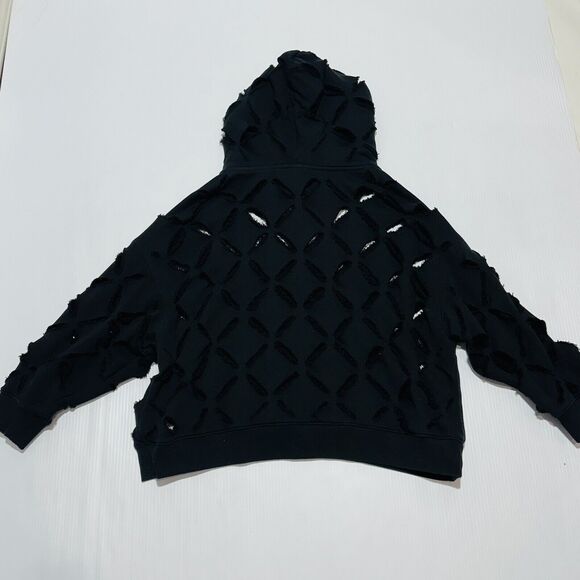 Versace Cut Out Detail Distressed Black Sweater Hoodie Oversized 42/6 NWT $2,150 - Picture 8 of 15